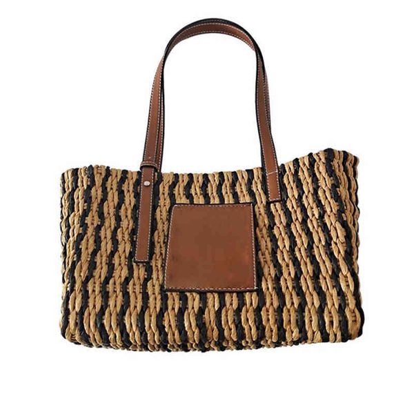 

design handbag 2021 straw tote bags famous rattan weave women basket summer beach shoulder bag fashion handmade lady handbags
