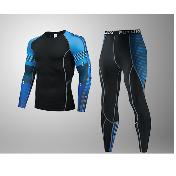

racing sets marathon fast dry tights motorcycle riding clothes outdoor sports stretch fitness breathable sweat absorption large size suit, Black;blue