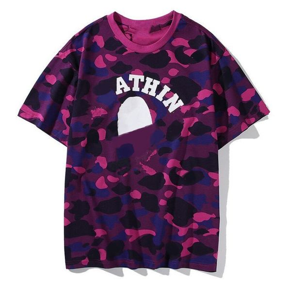 

2021ss summer camouflage shark mouth tee men and women trend casual couple half sleeve pure cotton camo short t-shirt, White;black