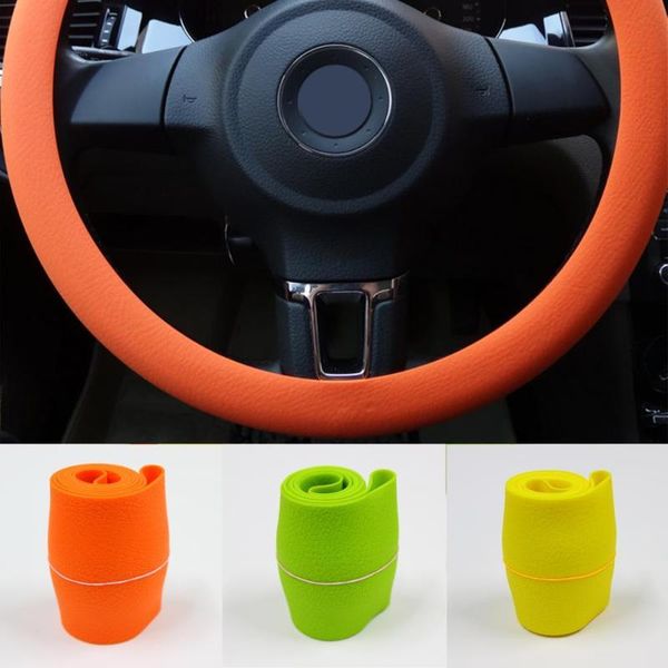 

steering wheel covers universal solid color anti-slip silicone car protective cover