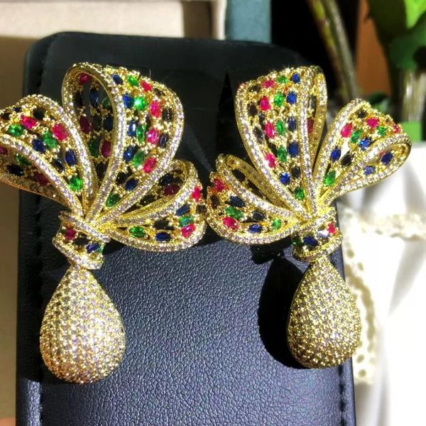 

earrings & necklace missvikki trendy luxury gorgeous big bow-knot pendant party cubic zircon crystal cz aretes de mujer modernos, Silver