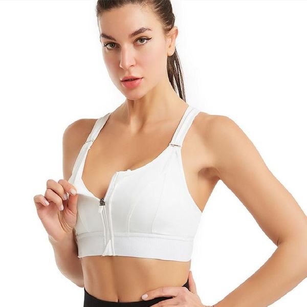 

yoga outfit women's sports bra adjustable front zipper fitness vest shockproof no steel ring cross beautiful back underwear