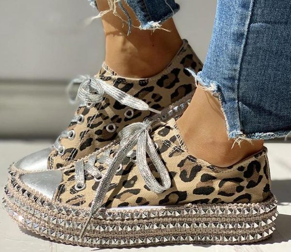 

boots leopard high sneakers women fashion bordered rivet flats canvas shoes woman autumn platform ladies casual shoe, Black