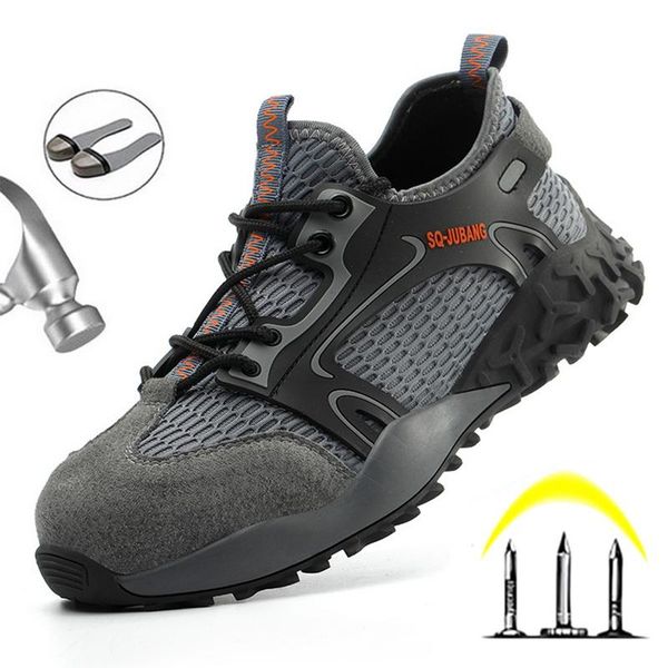 

boots drop men and women steel toe safety outdoor breathable shoes for puncture-proof workers sneakers, Black