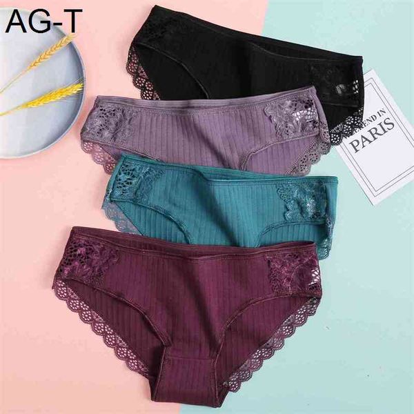 

fineto lace low waist women's cotton briefs small underwear breathable 3925, Black;pink