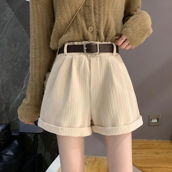 

women's shorts spring and autumn corduroy loose casual women, White;black