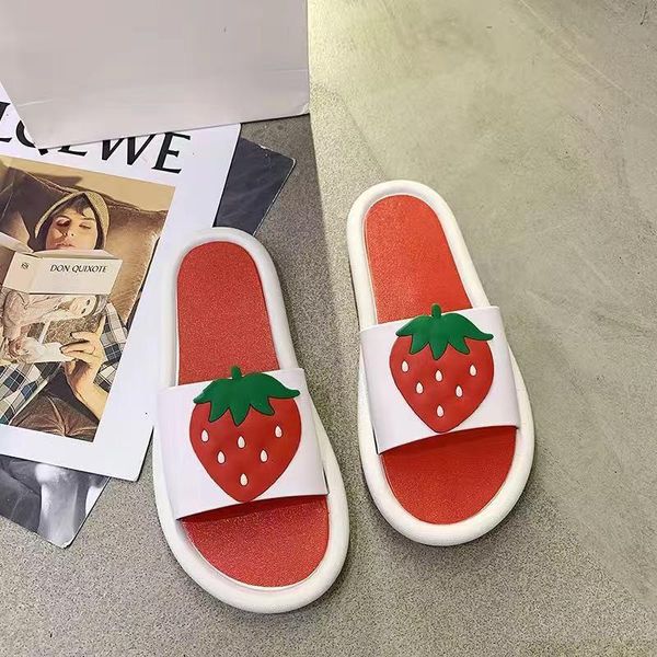 

fruit slippers shower sandal quick drying bathroom slide outdoor shoes chaussons summer women, Black
