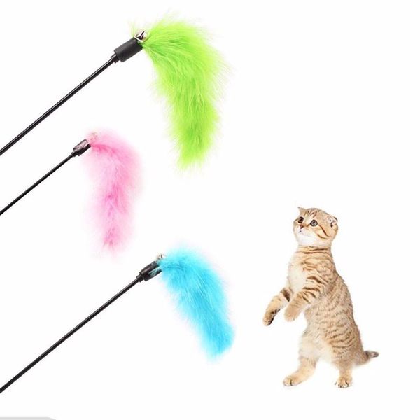 

cat toys solid color short game plush funny stick kitten pet puppy teaser feather activity toy wire chaser wand rod training supply