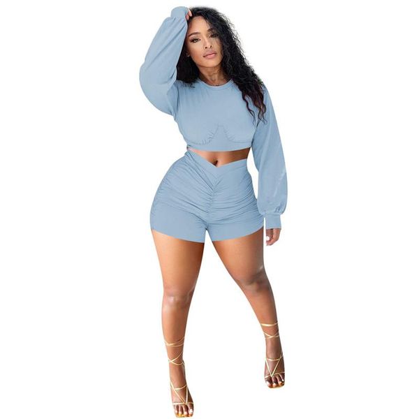 

women's tracksuits solid loungewear two piece sets women streetwear +shorts sporty workout matching suits long sleeve running casual ou, Gray