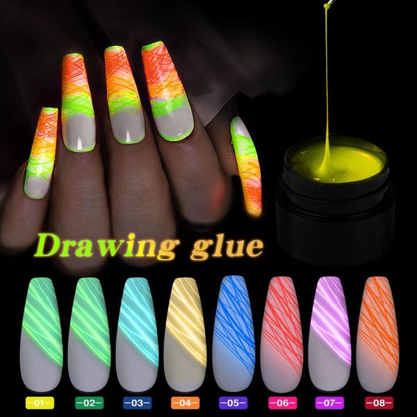 

nail gel 6 colors spider glue polish luminous elastic point to line creative drawing painting one-s molding art, Red;pink
