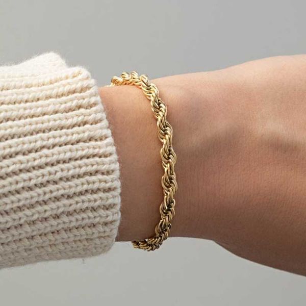 

classic women's rope bracelet, simple, temperament, gold, stainless steel chain, gift, jewelry, 2021, Golden;silver