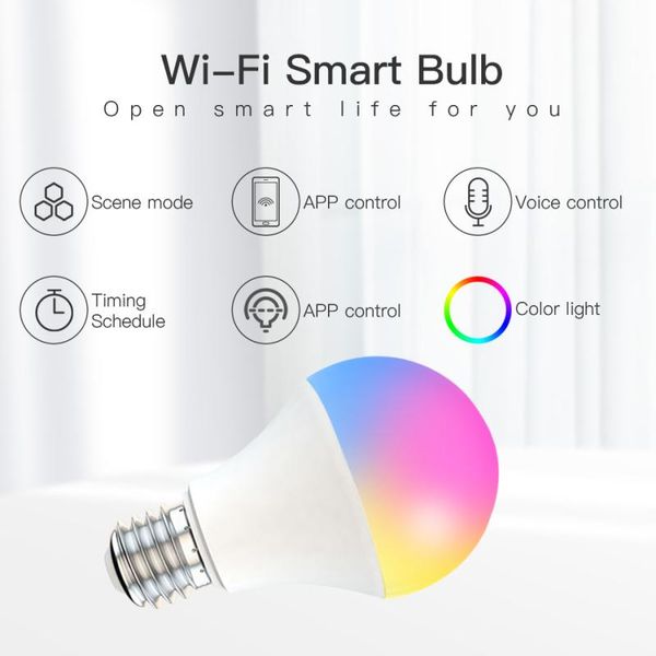 

smart home control 9w wifi light bulb e27/b22 voice dimmable rgb+cct remote work with alexa google