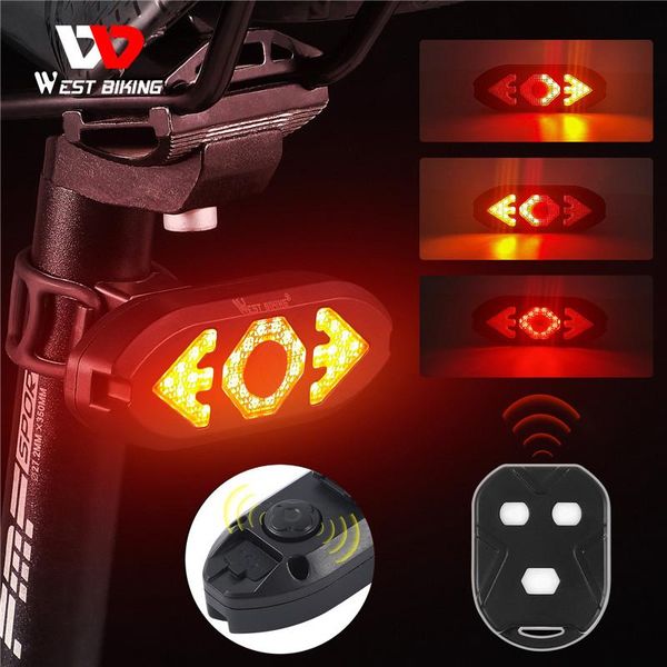 

bike lights smart light wireless remote control turn signal taillight usb rechargeable rear led warning lamp with horn