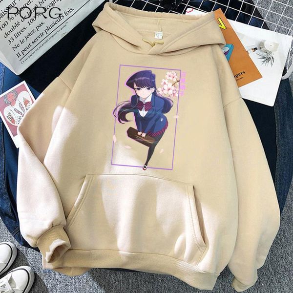 

men's hoodies & sweatshirts komi can't communicate printing pullover loose hoodie anime, Black