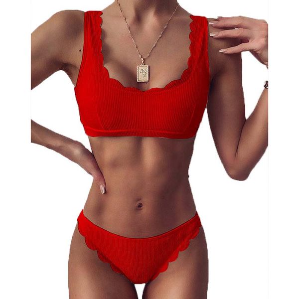 

solid bikini set women lace-up swimwear new low waist bikinis push up bathing suit tube female summer beachwear suimsuitby