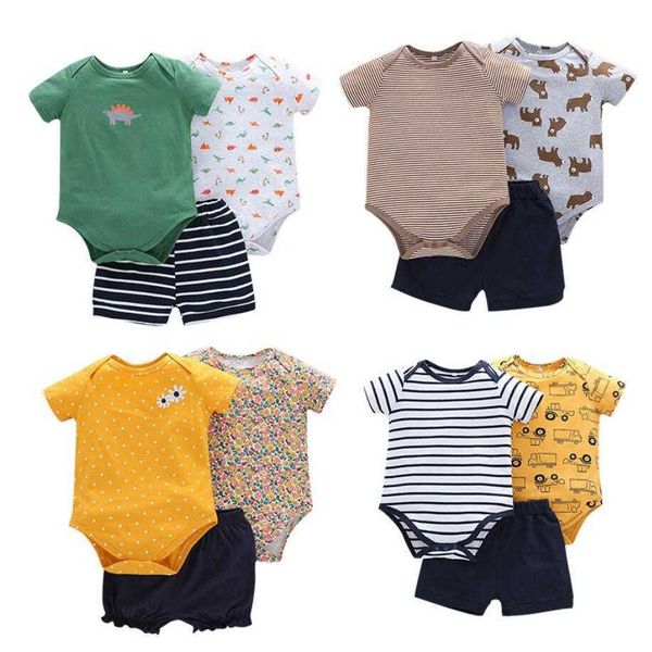 3 teile/los Baby Jungen Kleidung Sets Baumwolle Cartoon Strampler Shorts Anzüge Neugeborene Overall Infant jungen Bodys G1023