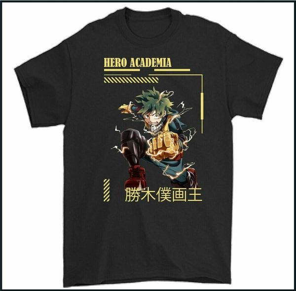 

my hero academia t-shirt izuku midoriya anime manga tee japanese, White;black