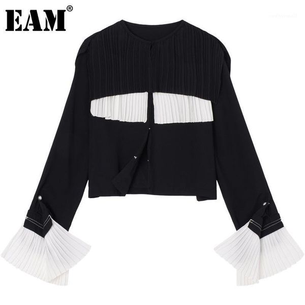 

women's jackets women's [] loose fit black pleated stitch jacket round neck long sleeve women coat fashion tide spring autumn 2022, Black;brown