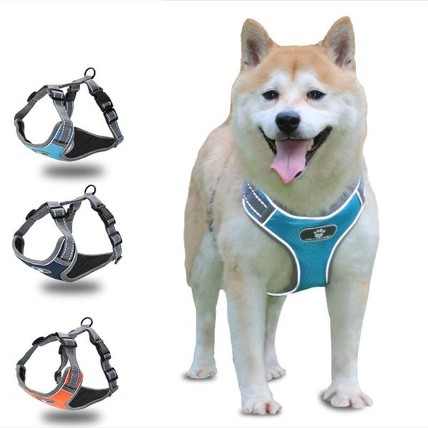 

dog collars & leashes harness explosion-proof dog-harness-vest reflective adjustable chest-harness for medium large dog-pet-supplies