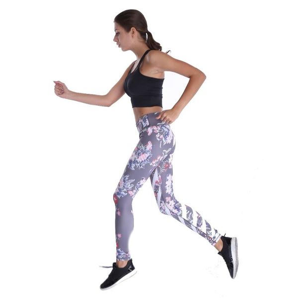 

women's leggings flower print women fitness slim jeggings sporting pants elastic leggins drop ship, Black