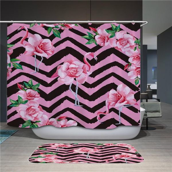 

shower curtains waterproof curtain printing polyester fabric home decoration with 12 hooks