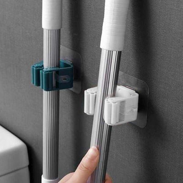 

1pc wall mounted mop organizer holder brush broom hanger home storage rack bathroom suction hanging pipe hooks household tools & rails