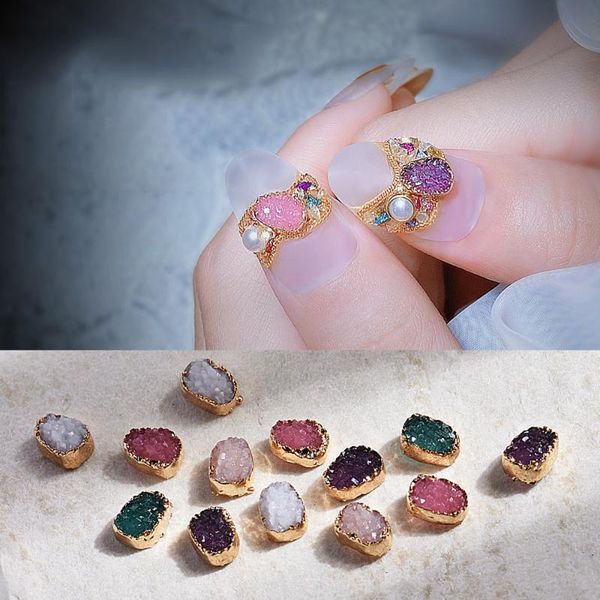 

nail art decorations vintage crystal jewelry color mixed rhinestone irregular metal edging glamour decoration manicure accessories, Silver;gold