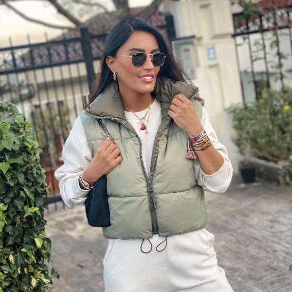 

women's vests xikom vintage women short down vest coats 2021 spring fashion ladies light weight waistcoat jackets streetwear female, Black;white