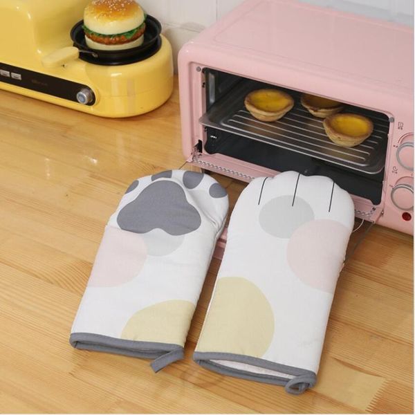 

cute oven baking high temperature anti-scalding microwave mitts cat paws gloves kitchen insulation cotton