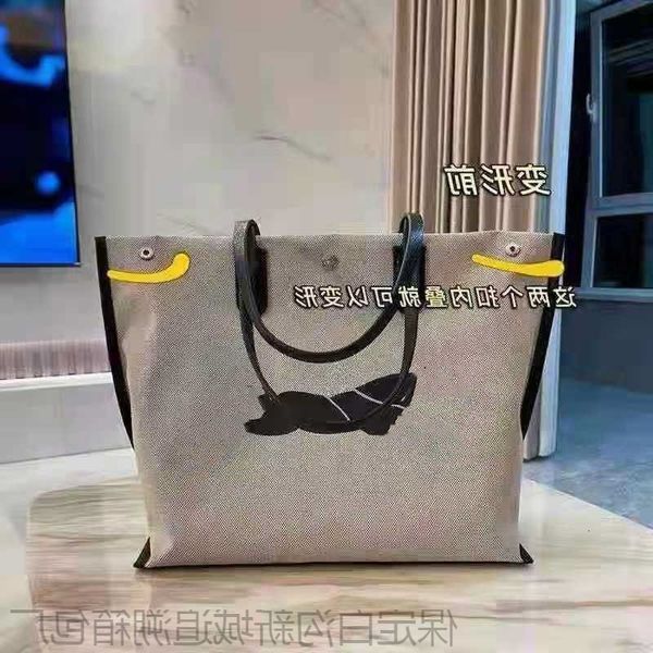 

longyu red french same net women's bag 2021 new high-capacity canvas folding deformation tot