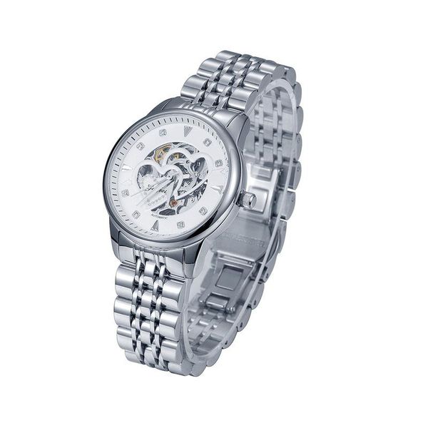 

wristwatches 2021 direct selling contracted stainless steel watch for women fully automatic hollow out a mechanical manufacturer undertakes, Slivery;brown