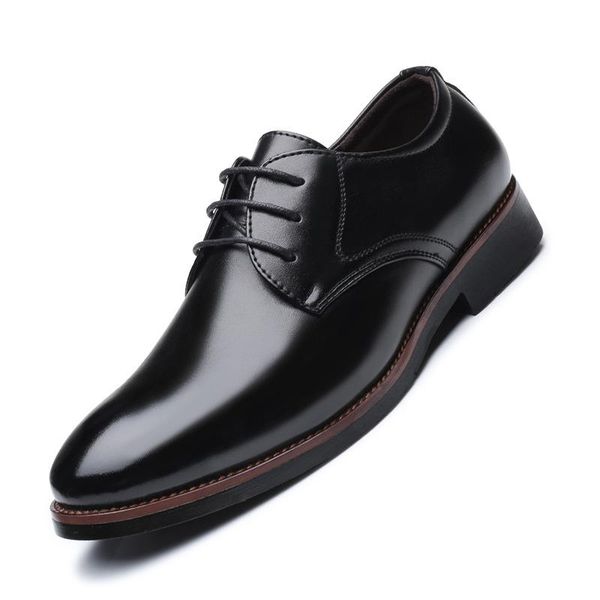 

dress shoes mens pu leather for man formal business work male men's oxford flats pointed toe men, Black