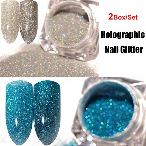 

2box/4box nail art glitter starry holographic laser powder ultra-thin shining pigment dust manicure, Silver;gold