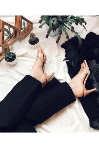 

slippers women nude stripe, Black