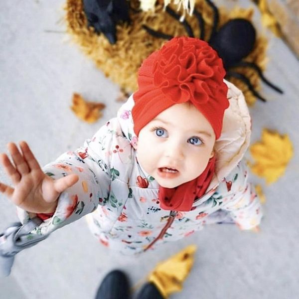 

caps & hats lovely flower hat soft baby turban spring toddler born cap bonnet headwraps beanies girl infant kids pompom, Yellow