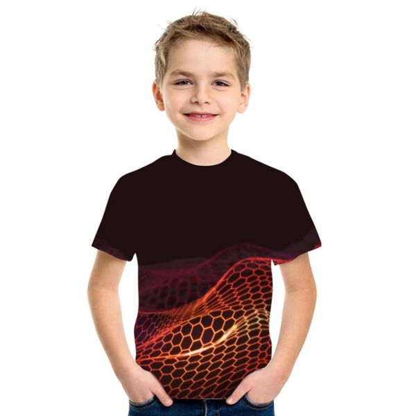 

summer children's 3d pattern, beautiful and simple style, printing trend round neck 100-170cm men's t-shirts, White;black