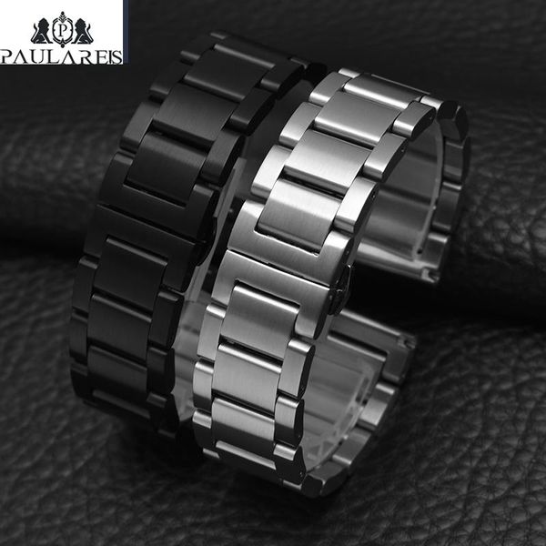 

watch bands 1pc 22mm silver black solid stainless steel strap, Black;brown