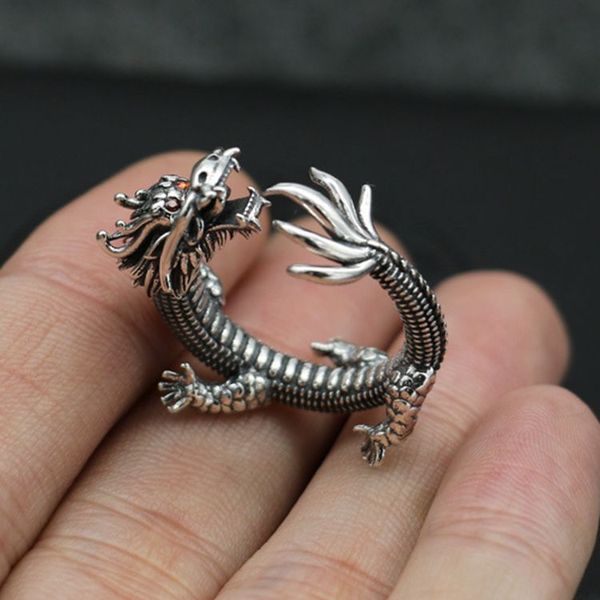 

s2602 fashion jewelry vintage dragon ring opening adjustable rings, Silver