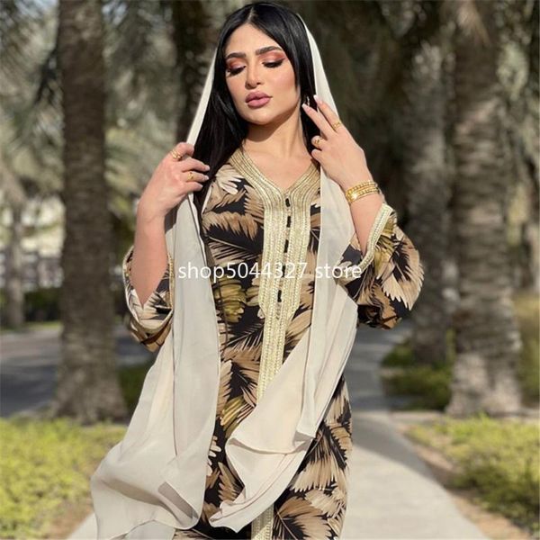 

ramadan eid mubarak muslim evening dress loose printing moroccan oriental robe casual ankle ethnic prayer clothes clothing, Red
