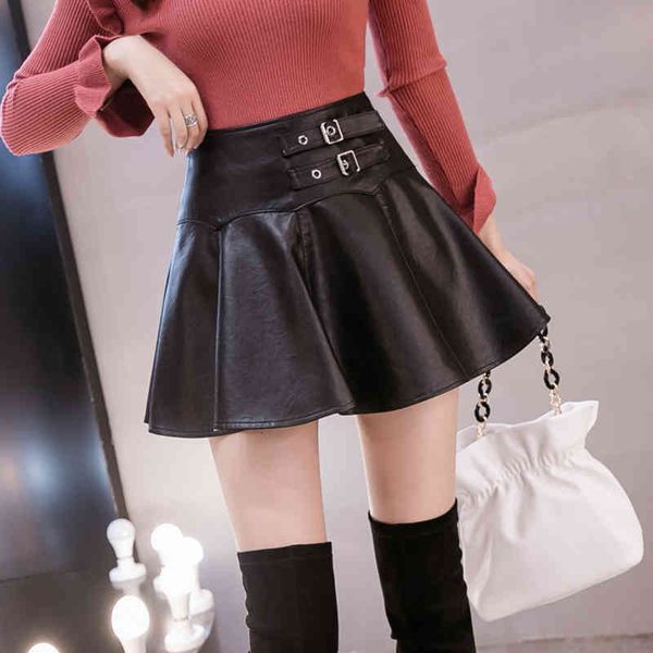 

skirts brand leather of female plutonium korean-style black winter high-waisted to-line skirt thin for women