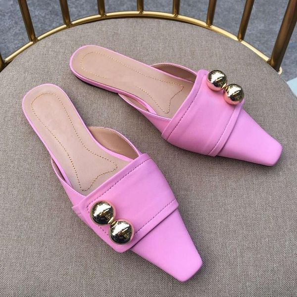 

mules women mental ball decor flat shoes female slippers slip on ladies casual slides designer woman, Black