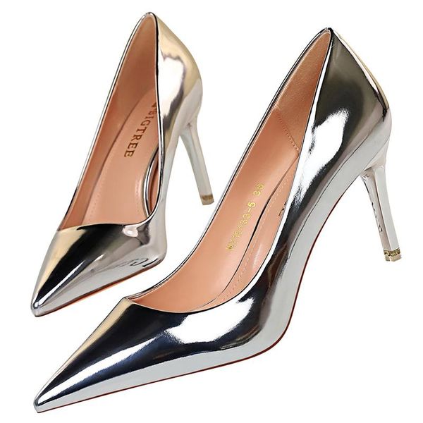 

dress shoes 2021 women 7.5cm .5cm high heels nude valentine pumps escarpins luxury glossy lady stiletto stripper prom, Black