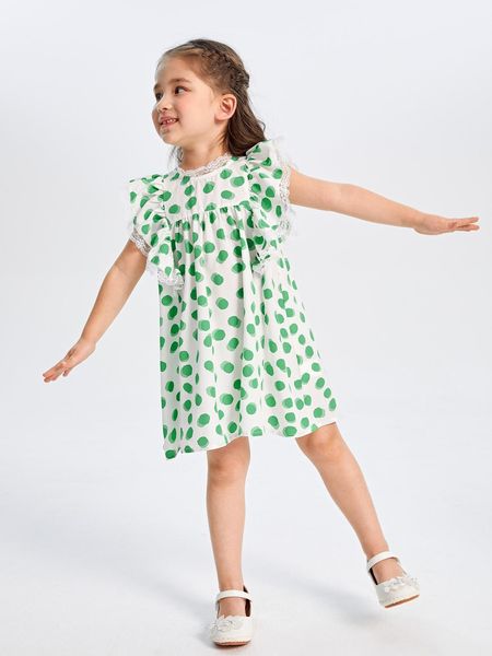 

toddler girls allover print butterfly sleeve dress she, Red;yellow