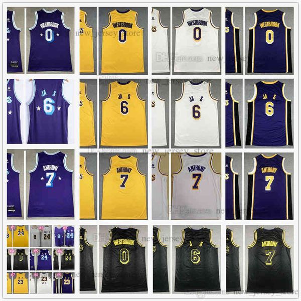 

youth boys mens 2022 new #23 basketball 6 james jerseys stitched kids carmelo 0 westbrook 7 anthony jersey, Black;red