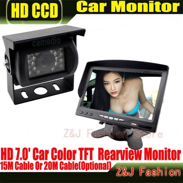 

car rear view cameras& parking sensors selling 18 ir reverse camera + 7" lcd monitor+car kit bus and truck sensor