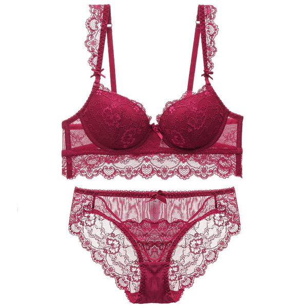 

bra set medium cup underwear women's suit life, Red;black