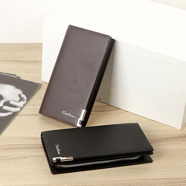 

business men long wallet coin purse zipper clutch bag multi-card position large capacity thin leather wallets, Red;black