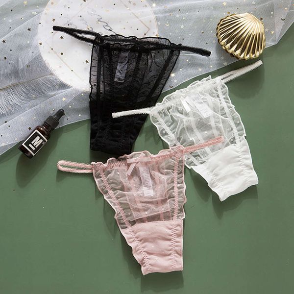 

women's all lace transparent thong, and fun underwear, solid color, no thin belt pants, low waist, Black;white
