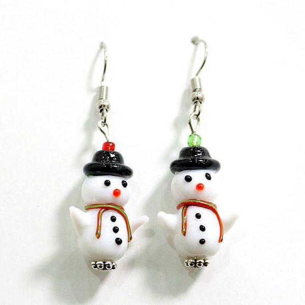 

decorative objects & figurines funny cute handmade glass snowman earrings for women colorful kawaii xmas charm eardrop design girls fashion