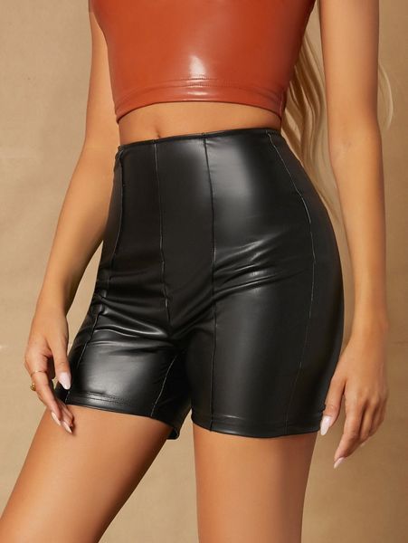 

high waist pu leather leggings w2gn#, Black